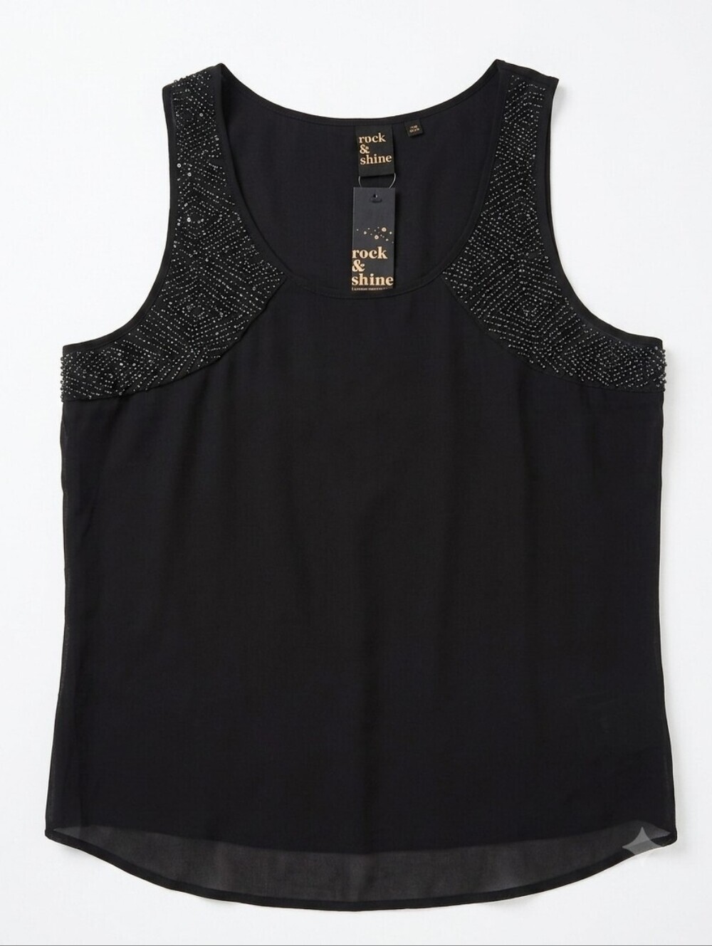 Rock &Shine Black Embellished Sleeveless Blouse